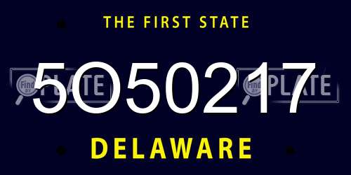 5O50217 Delaware License Plate