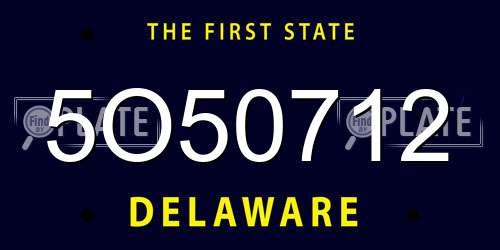 5O50712 Delaware License Plate