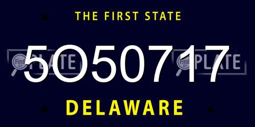 5O50717 Delaware License Plate