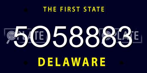 5O58883 Delaware License Plate