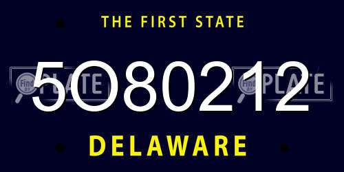5O80212 Delaware License Plate