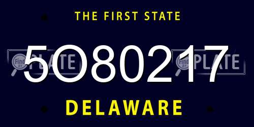 5O80217 Delaware License Plate