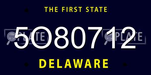 5O80712 Delaware License Plate