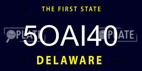 5OAI40 Delaware License Plate
