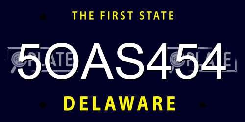 5OAS454 Delaware License Plate