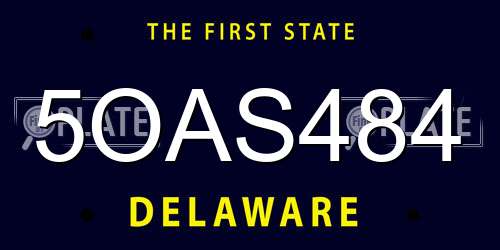 5OAS484 Delaware License Plate