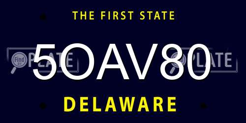 5OAV80 Delaware License Plate