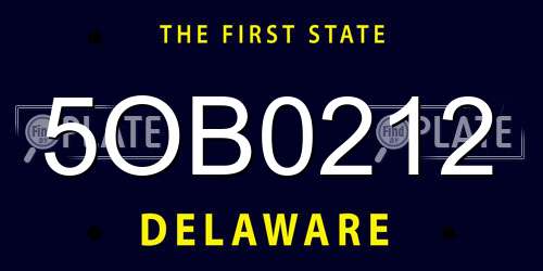 5OB0212 Delaware License Plate