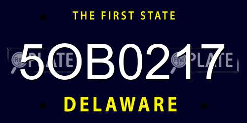 5OB0217 Delaware License Plate