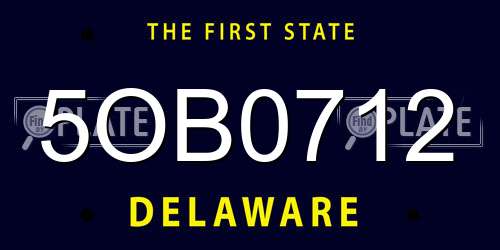 5OB0712 Delaware License Plate