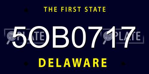 5OB0717 Delaware License Plate