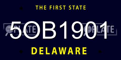 5OB1901 Delaware License Plate