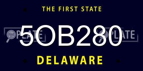 5OB280 Delaware License Plate