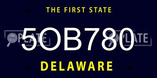 5OB780 Delaware License Plate
