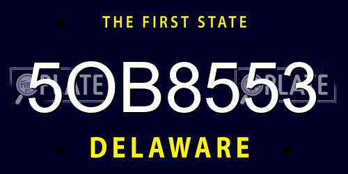 5OB8553 Delaware License Plate