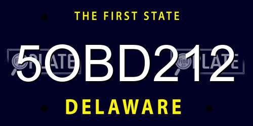 5OBD212 Delaware License Plate