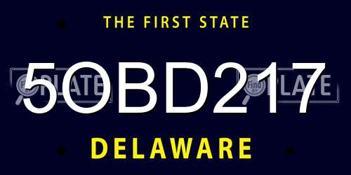 5OBD217 Delaware License Plate