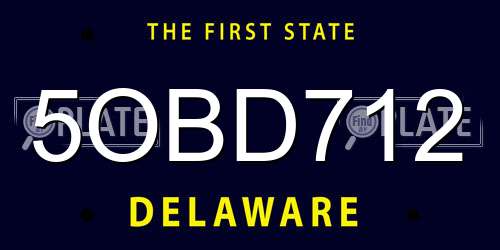 5OBD712 Delaware License Plate