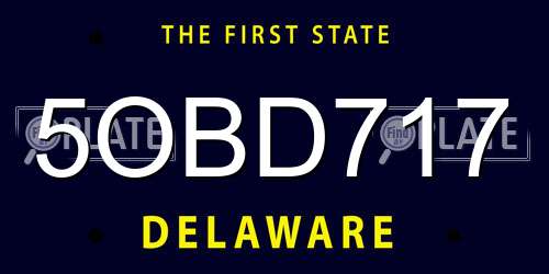 5OBD717 Delaware License Plate