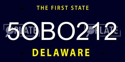 5OBO212 Delaware License Plate