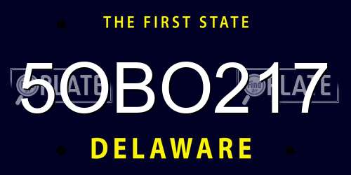 5OBO217 Delaware License Plate