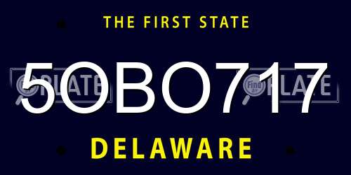 5OBO717 Delaware License Plate