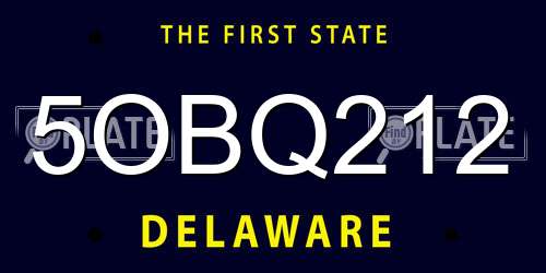 5OBQ212 Delaware License Plate