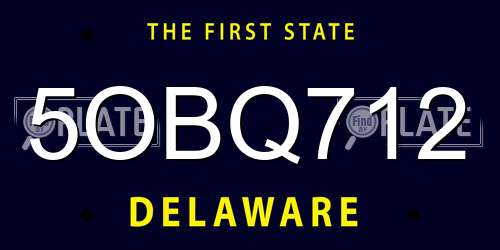 5OBQ712 Delaware License Plate