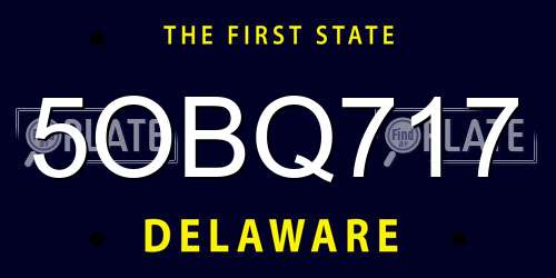 5OBQ717 Delaware License Plate