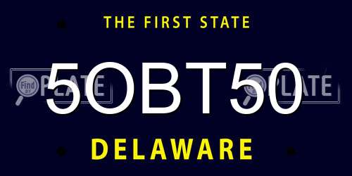 5OBT50 Delaware License Plate
