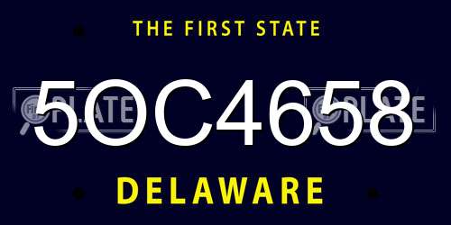 5OC4658 Delaware License Plate