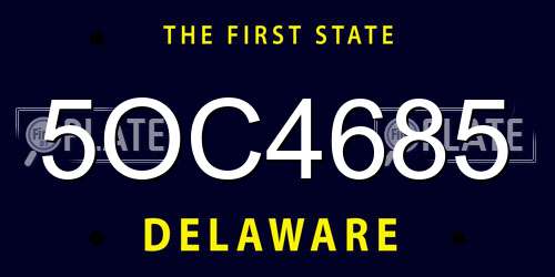 5OC4685 Delaware License Plate