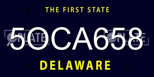 5OCA658 Delaware License Plate