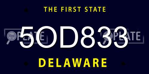5OD833 Delaware License Plate