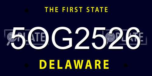 5OG2526 Delaware License Plate