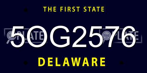5OG2576 Delaware License Plate