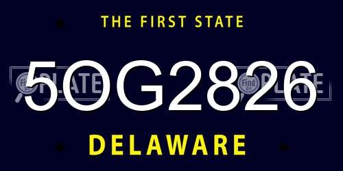 5OG2826 Delaware License Plate