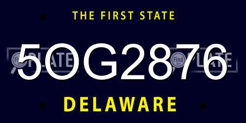 5OG2876 Delaware License Plate