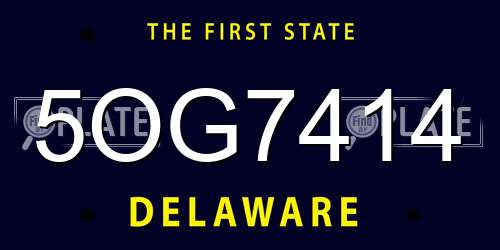 5OG7414 Delaware License Plate