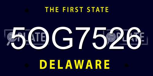 5OG7526 Delaware License Plate