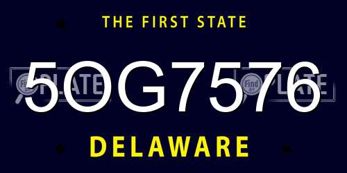 5OG7576 Delaware License Plate