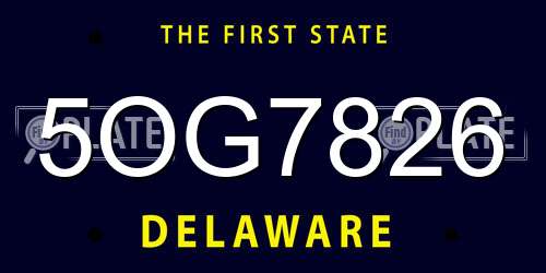 5OG7826 Delaware License Plate