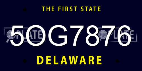 5OG7876 Delaware License Plate