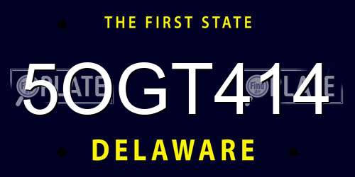5OGT414 Delaware License Plate