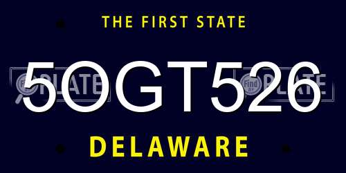 5OGT526 Delaware License Plate