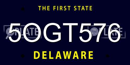 5OGT576 Delaware License Plate