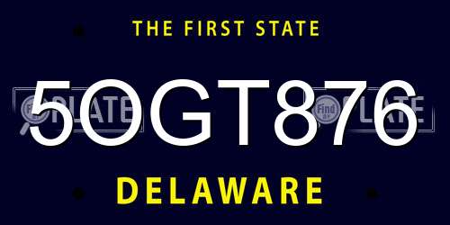 5OGT876 Delaware License Plate