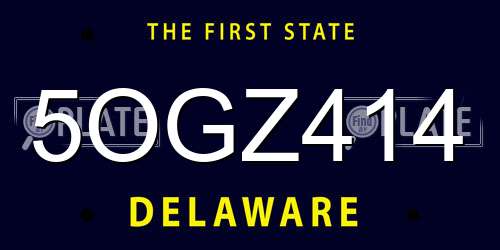 5OGZ414 Delaware License Plate