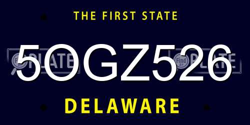 5OGZ526 Delaware License Plate