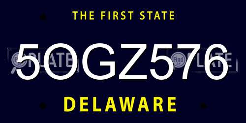 5OGZ576 Delaware License Plate